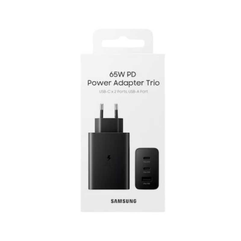 Kucni punjac Samsung Original TRIO 65W USB-A USB-C x2 Black EP-T6530