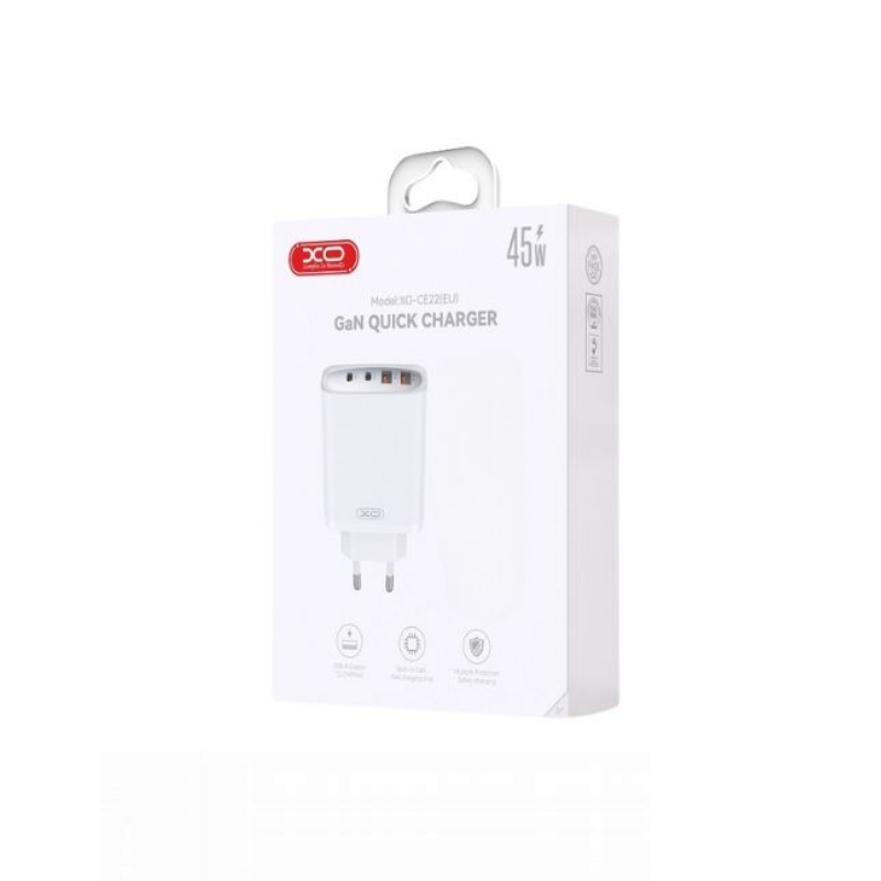 Kucni punjac XO CE22 2USB-C+ 2USB-A 45W White - glava