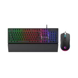 Tastatura + miš gaming RAMPAGE KM-RX7 FORTUNA V2 Rainbow Backlit USB Black Gaming Combo US Layout English Gaming Keyboard 12800